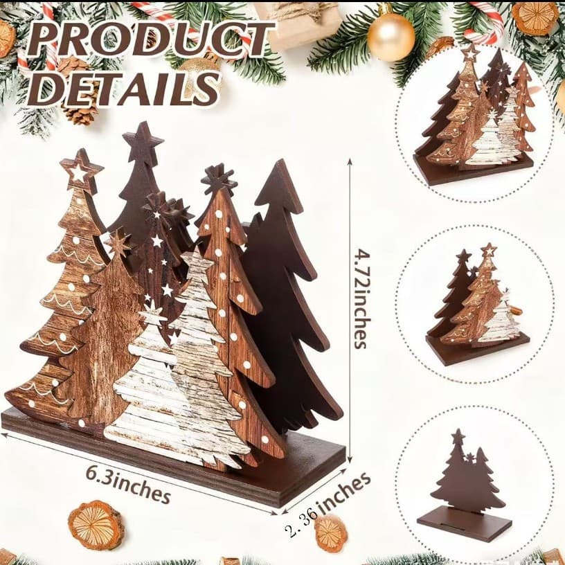 Cross-border Amazon Best-selling Wooden Christmas Tree Tissue Holder, Desktop 3D Tissue Dispenser Stand, Napkin Holder Base