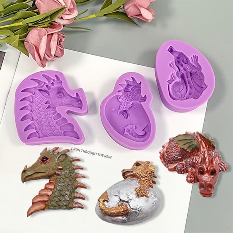 Creative Easter Dinosaur Egg Chocolate Baking Flip Sugar Mold Diy Cup Cake Decorative Dinosaur Silicone Mold