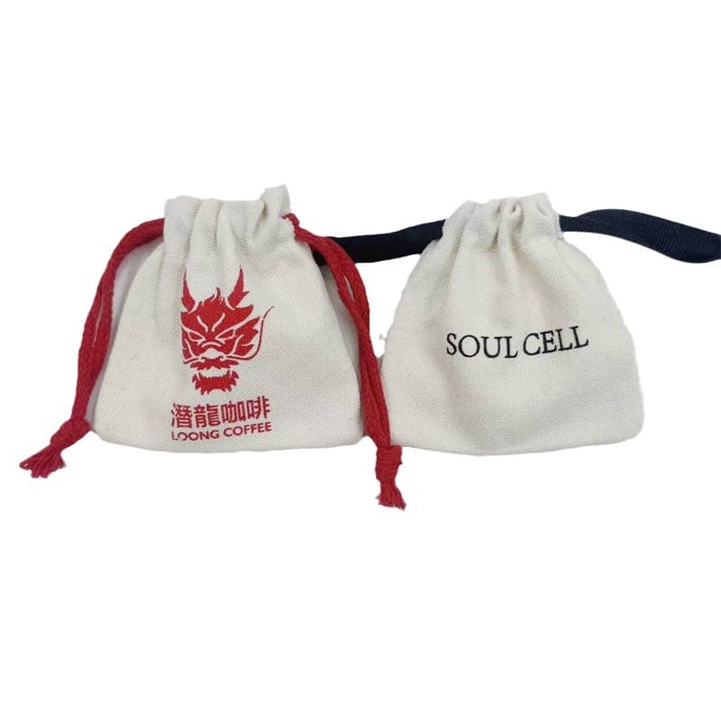 Cotton Drawstring Pouch with Printed Pattern Jewelry Gift Bag Mini Canvas Pouch for Jewelry and Collectibles