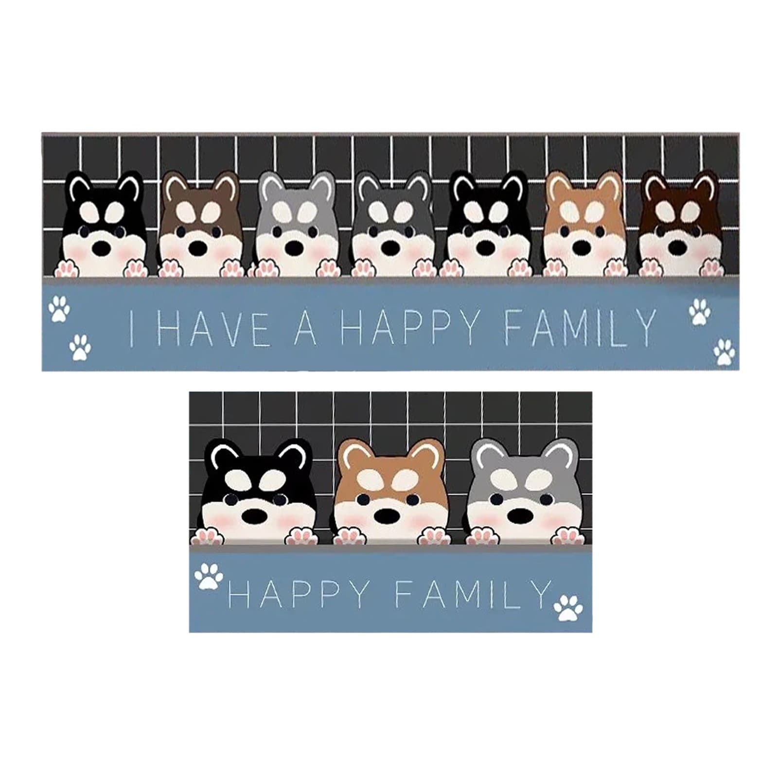 Cartoon kitchen mat combination set 3D grid kitchen mat study bookshelf floor mat children's room cute lion on behalf of