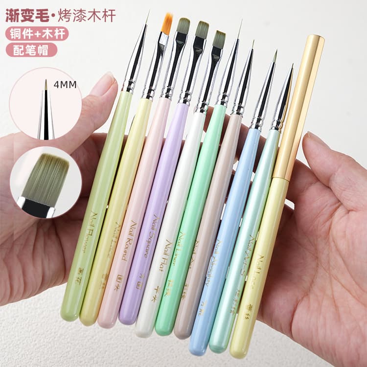 New Japanese-style manicure pen set for beginners short painted fat pen pull line pen square and round pen functional pen sweep pen