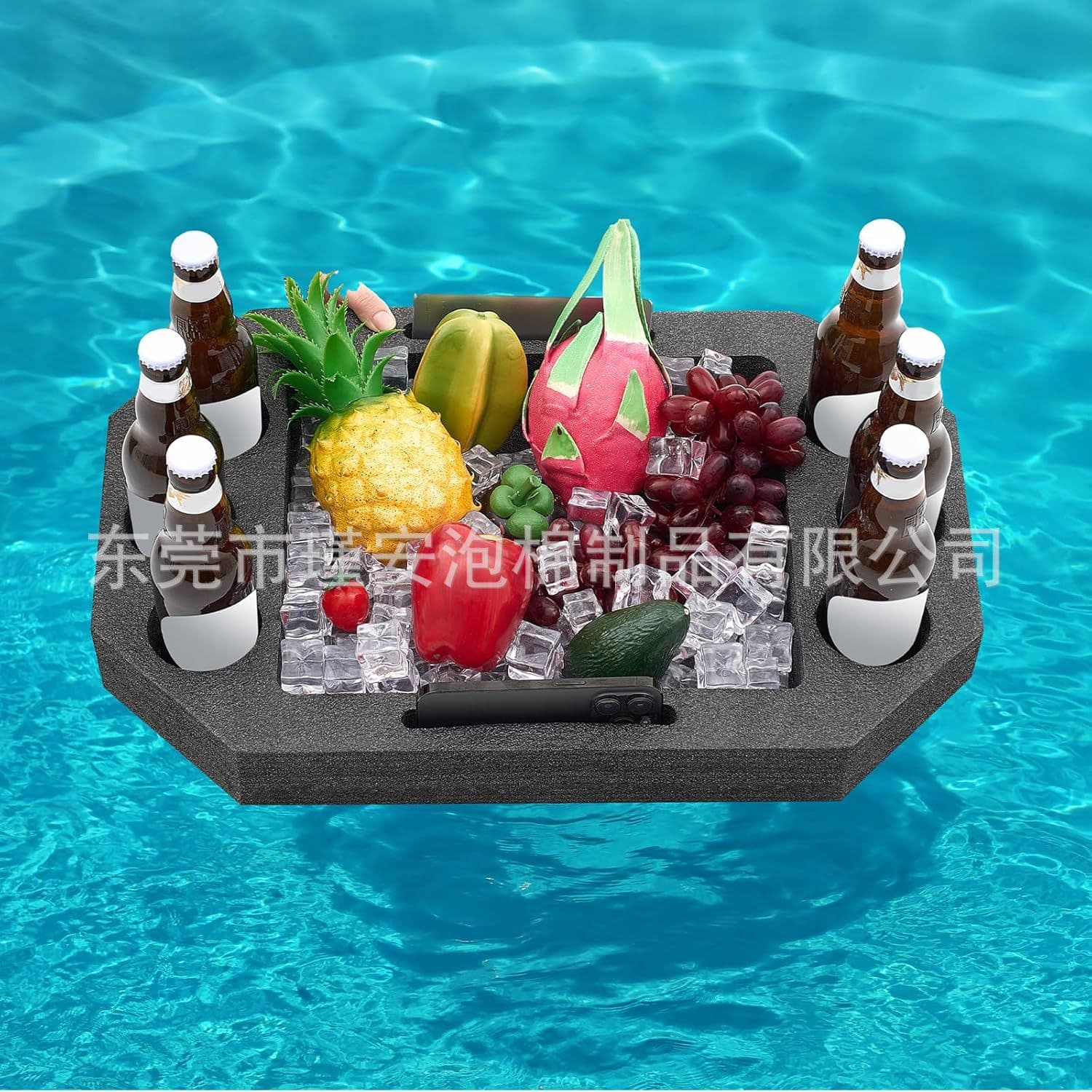 JA Large Beach Pool Party Floating Drink Holder Water Floating Refreshment Table Tray Portable Floating Tray