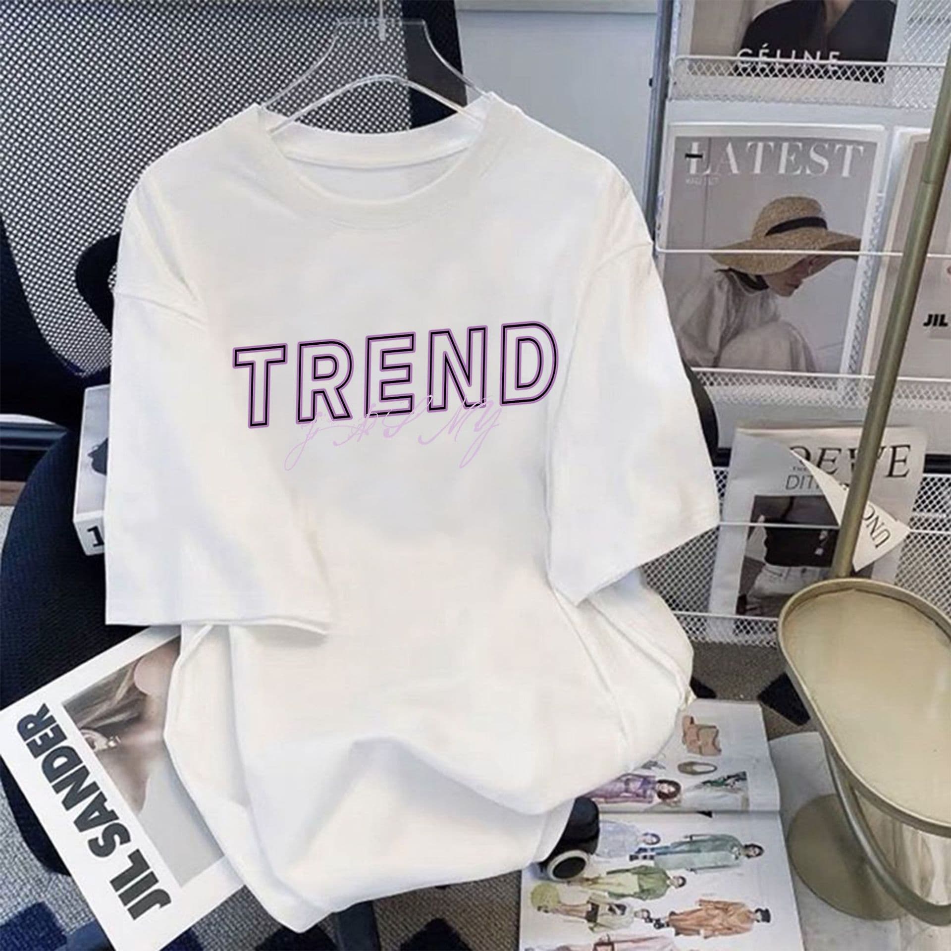 Cotton Short Sleeve Drop Shoulder T-Shirt Women Ins Fashion Summer Top 2026 New White Half Sleeve Tee Wholesale