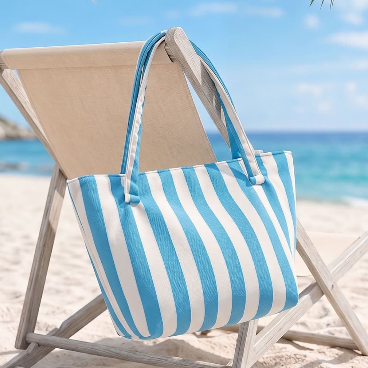 Striped Terry Cloth Bag Portable Handbag Large Capacity Travel Storage Bag Tote Bag Customizable