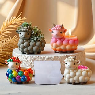 YinDian Sheep Cement Aromatherapy Plaster Cup Mold DIY Epoxy Resin Storage Cup Flower Pot Decorative Silicone Mold