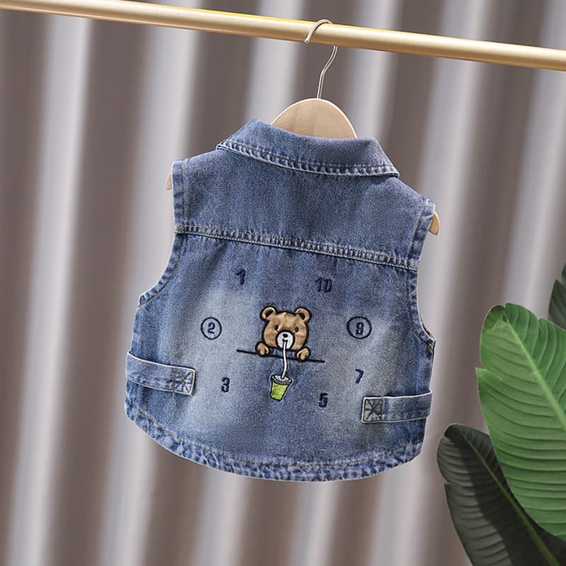 Boy's Denim Vest Spring/Autumn 2025 New Style Children's Spring Clothes Vest Baby Vest Outer Wear Boy Shoulder Pad Trendy