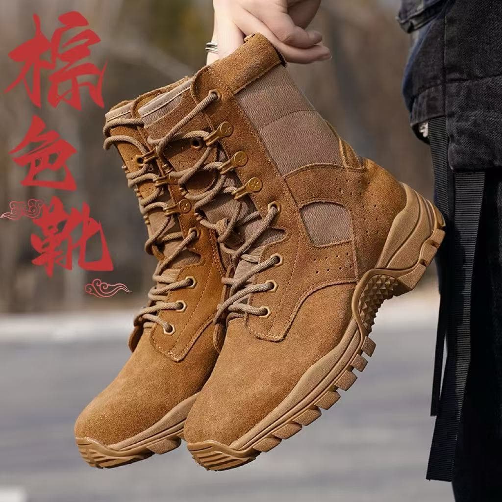 New Brown Combat Boots Men's Outdoor Waterproof Training Boots Hiking Shoes Puncture-Proof Desert Boots