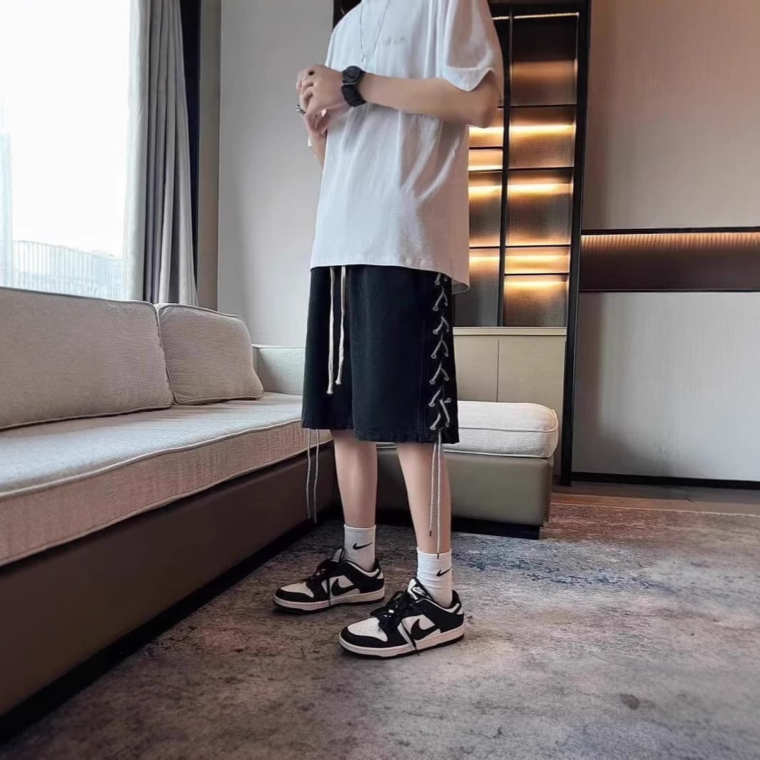 Men's 2025 Spring Trendy Brand Retro High Street Denim Shorts Men's Summer American Casual Sports Washed Shorts Men