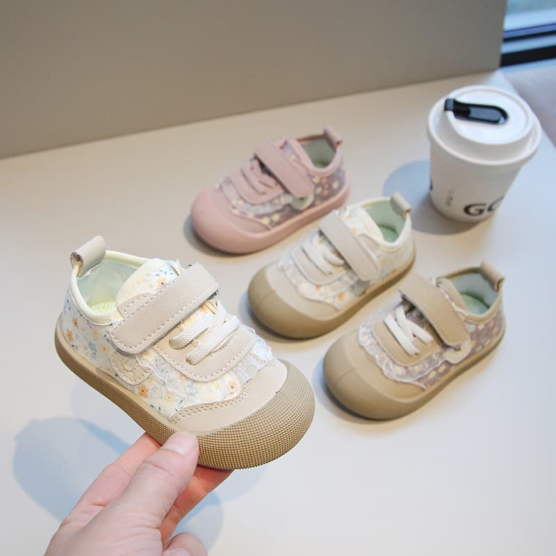 Baby Girl Shoes Spring Autumn New Walking Shoes Floral Infant Shoes Soft Sole Sneakers Toddler Canvas Shoes Girls Shoes