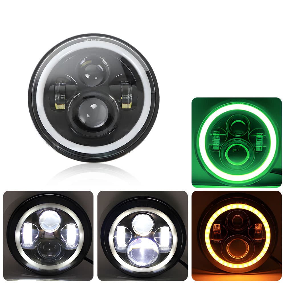 Cross-border Full Round 4-Bead Wrangler Headlight Car Light Motorcycle Modification 7-inch Angel Eye LED Work Light