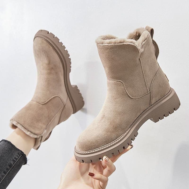 Women's Snow Boots Trendy 2024 Winter New Style Mid Shaft with Fleece Lining, Thickened Warm Cotton Shoes Shearling Winter Women's Boots