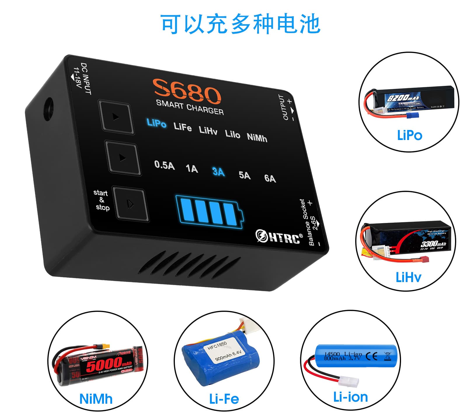 S680 Charger 80W Lithium Battery Charger Model Aircraft Charger HTRC