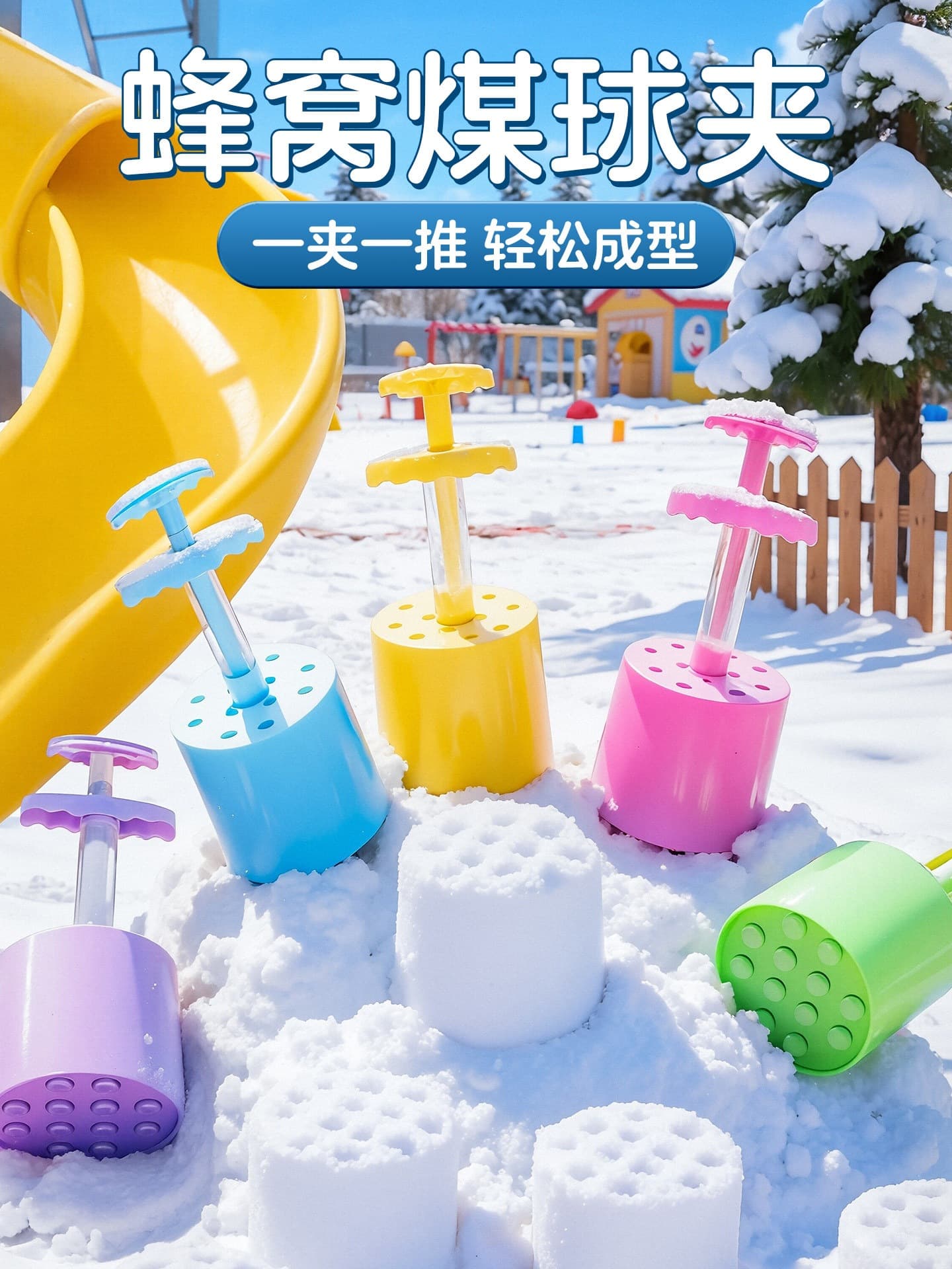 Coal Briquette Tongs Outdoor Snow Play Tool Snowball Maker Honeycomb Snowball Mold for Kids Boys Girls Snowball Fight