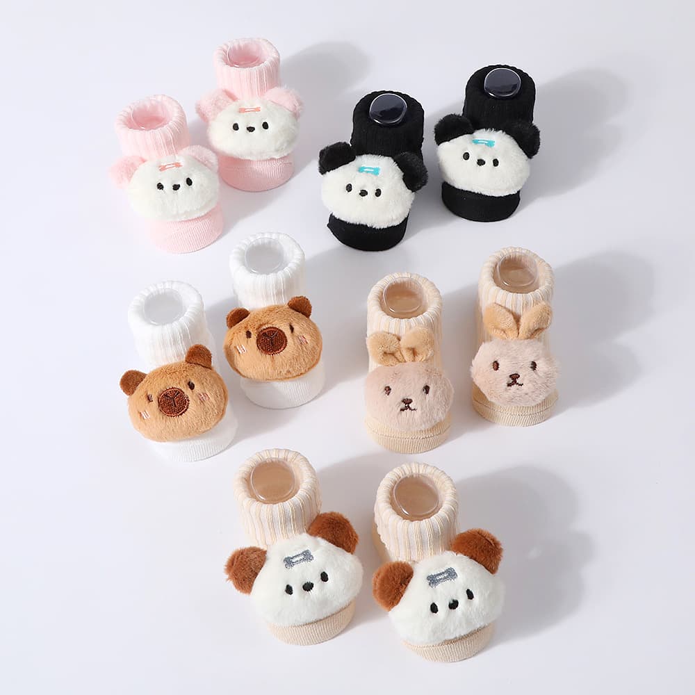 2026 New Baby Anti-Slip Learning Walk Socks Infant Cartoon Mid-Calf Cotton Socks Spring Autumn Children Floor Socks Combed