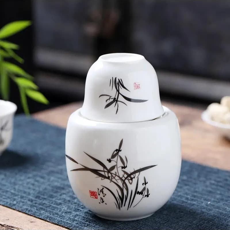 Ceramic Wine Warmer Set for Sake, Rice Wine, Baijiu, Home Barware, Universal for 100ml and 250ml