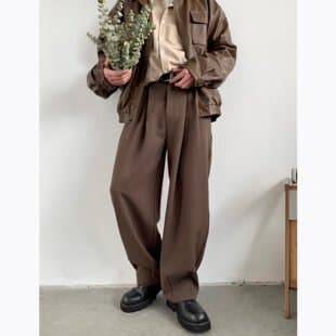 American Retro Brown Coffee Color Pants with Drape, Men's Spring/Autumn Loose Straight Wide Leg Pants with Double Pleats, Casual Trousers Trend
