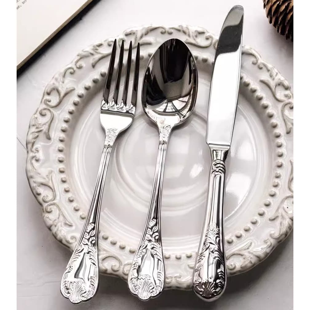 304 Stainless Steel Century Vintage Cutlery Vine Relief English Afternoon Tea Aristocratic Light Luxury Main Dinner Spoon Dessert Fork