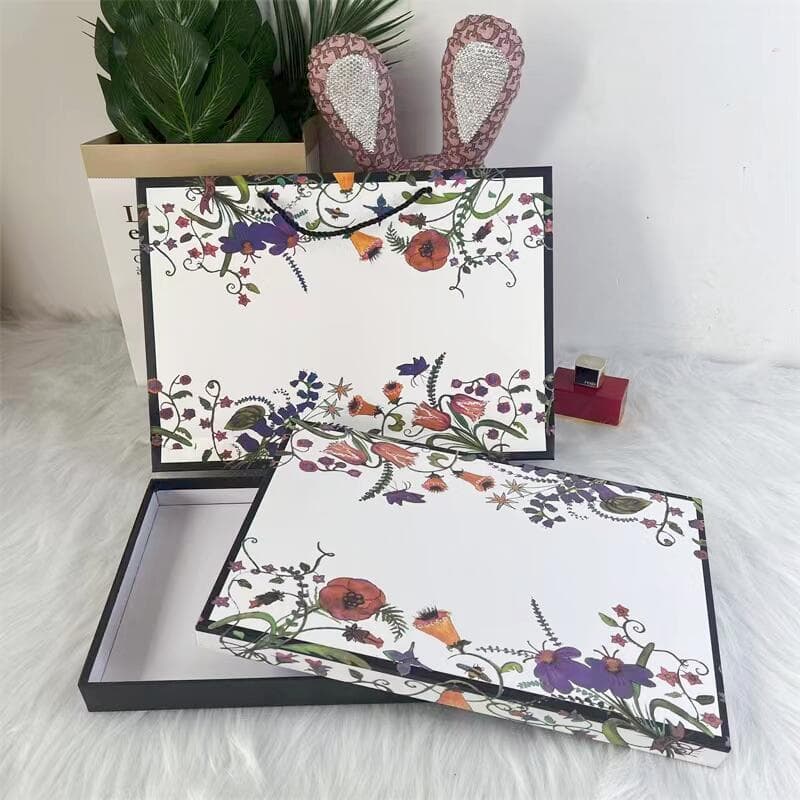 New rectangular gift box, simple silk scarf packaging, empty box, white top and bottom lid gift box set, wholesale gift box.