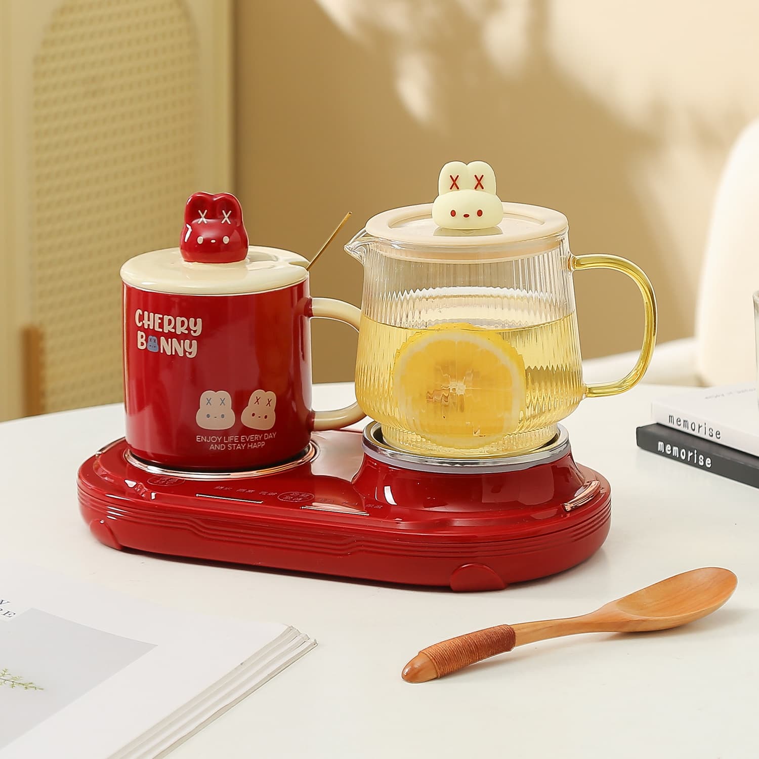 Multifunctional double-burner health pot, small glass health cup for office and home use, constant temperature kettle, Christmas gift