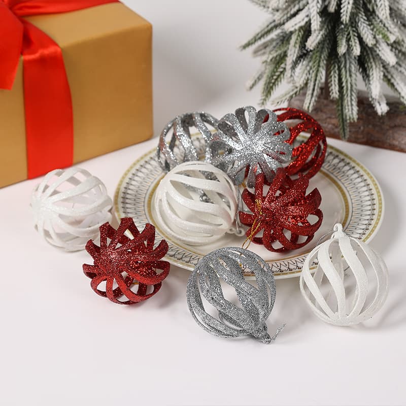 2026 New Cross-border Hot-selling Glitter Hollow Christmas Ball Christmas Tree Decoration Pendant Festive Decoration Venue Arrangement
