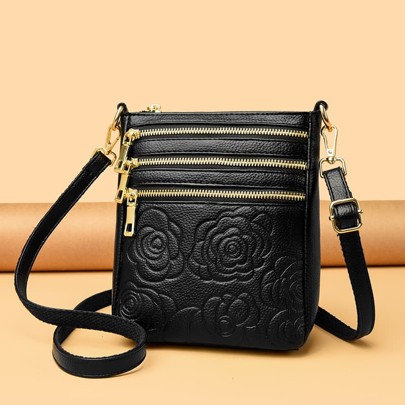 Premium Phone Bag Embossed One-Shoulder Bag High-End Women's Bucket Bag Multi-Compartment Crossbody Bag Trendy Practical Bag for Middle-Aged