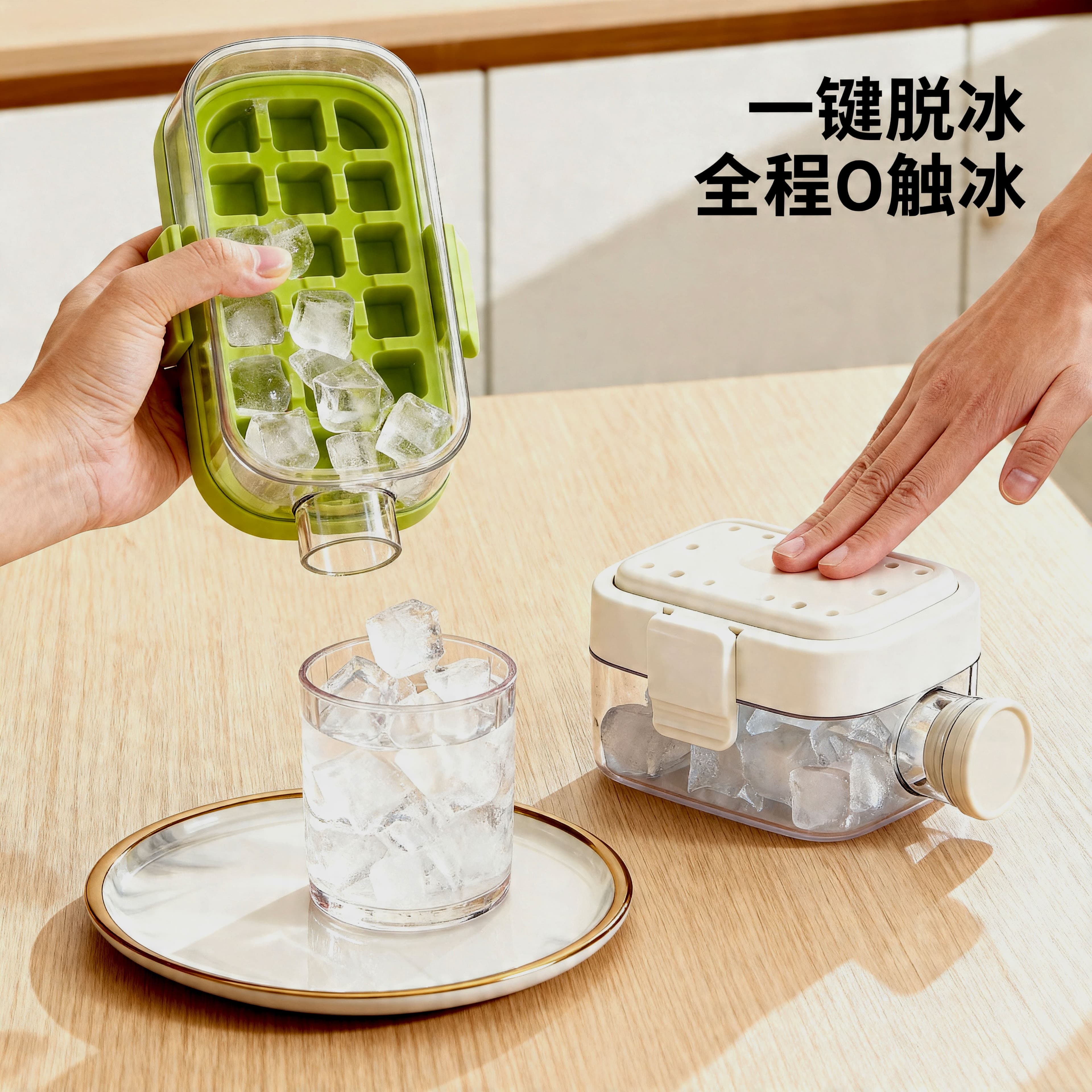 Ice Cube Mold Press-Type Ice Grid Water Bottle Cup Household Food-Grade Ice Maker Freeze Ice Cube Cup Magic Tool