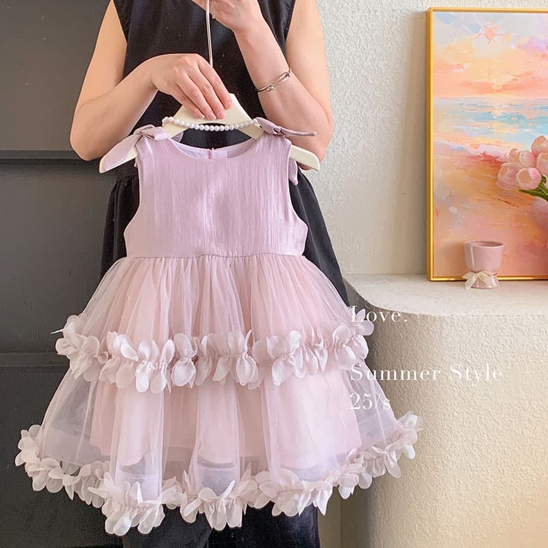 Girls Summer Dress New Style Children's Tulle Puffy Skirt Baby Summer Princess Dress Birthday Gown
