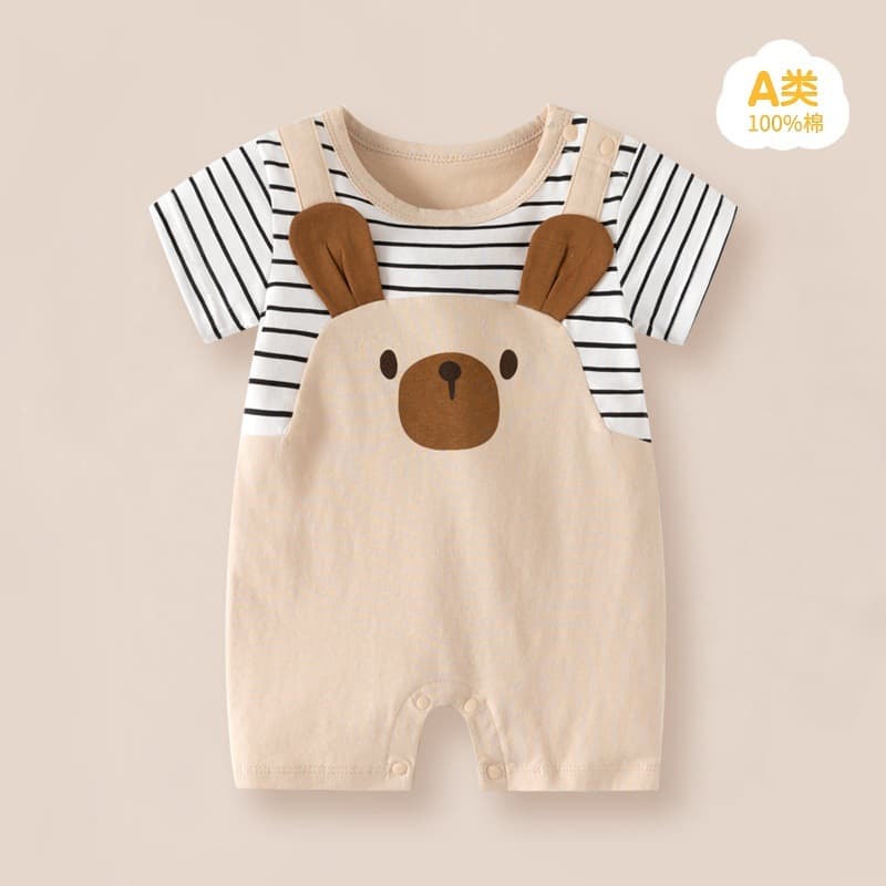 Cross-border exclusive for summer baby onesies pure cotton short-sleeved cartoon harem infant and toddler crawling clothes thin one piece dropshipping