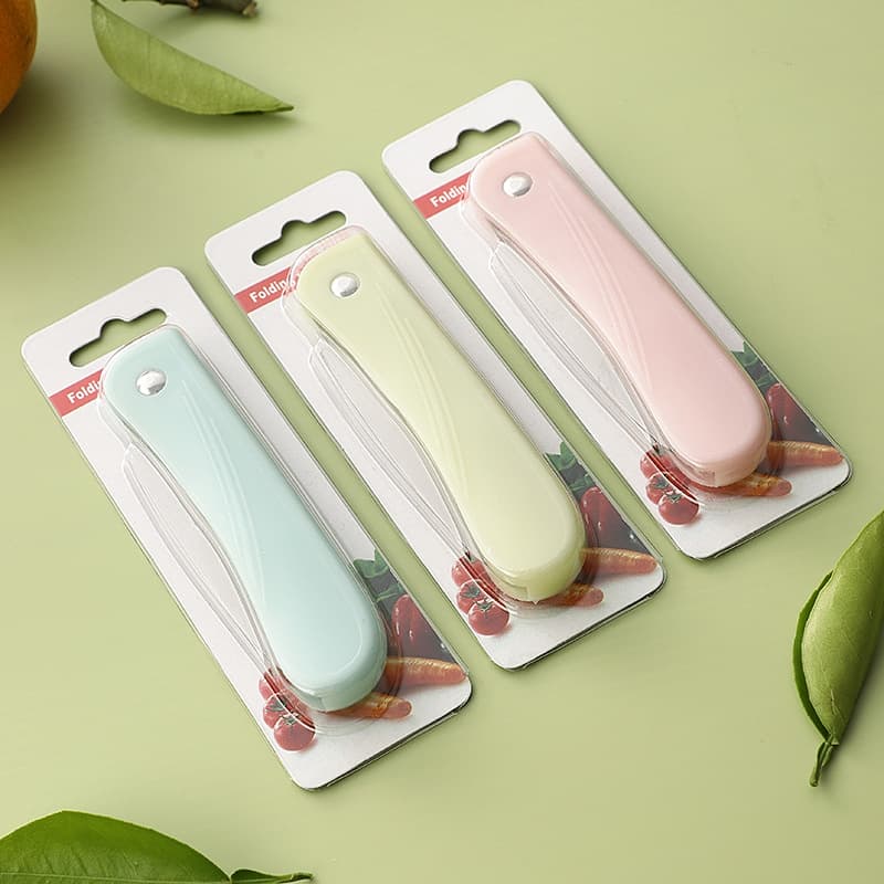 Folding Stainless Steel Fruit Knife, Supermarket Fruit Knife with Logo, Gift with Card Packaging, Peeling Knife, Yangjiang Cutlery