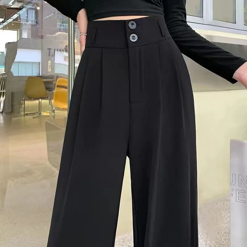 Women's wide-leg pants for spring and summer, pear-shaped figures, plus size, high-waisted, draped, trendy suit pants, suitable for plus-size women up to 200 pounds.