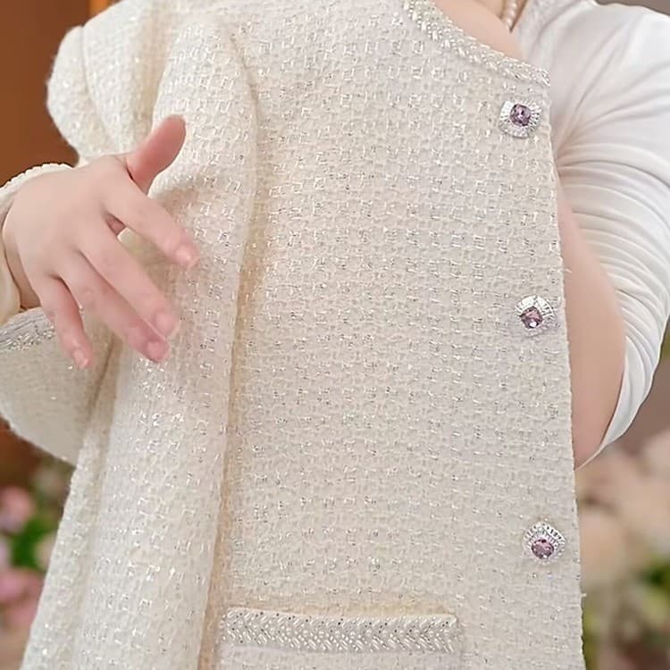 French-style Little Chanel Jacket with Luxury Rhinestone Embellishment, High-End Elegant Versatile Fashionable Top for Middle-aged and Elderly Women, Live Show Model