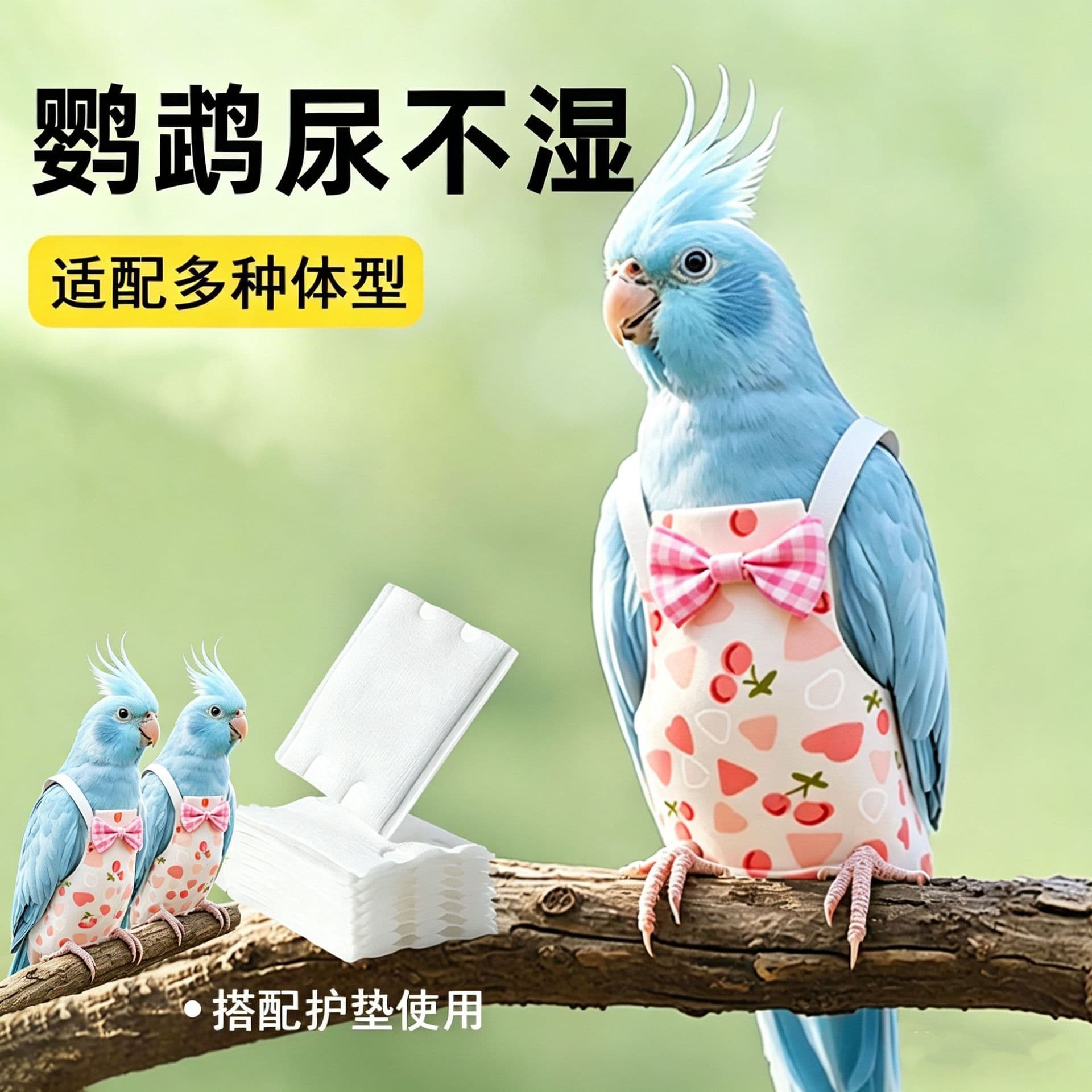 Pet parrot diaper flight suit tiger skin black phoenix fly rope blackbird use poop pocket diaper diaper bird clothes