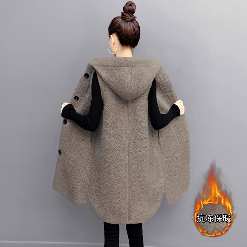 Plus Size Bubble Fleece Vest for Women, Autumn/Winter Hooded Sleeveless Versatile Mid-Length Vest Loose Jacket