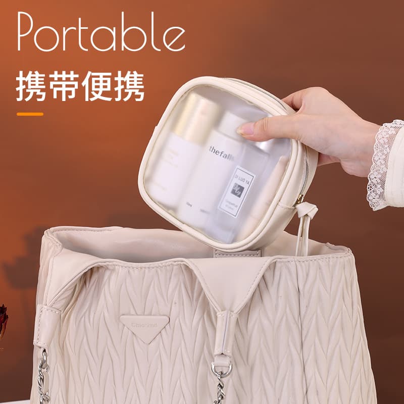 New Cross-border Semi-transparent Cosmetic Bag Portable Makeup Organizer Travel Waterproof Toiletry Bag