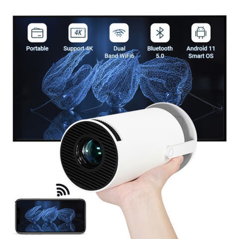 Factory Direct Cross-Border Projector HY300 Portable Barrel Home Android Projector System HD Video