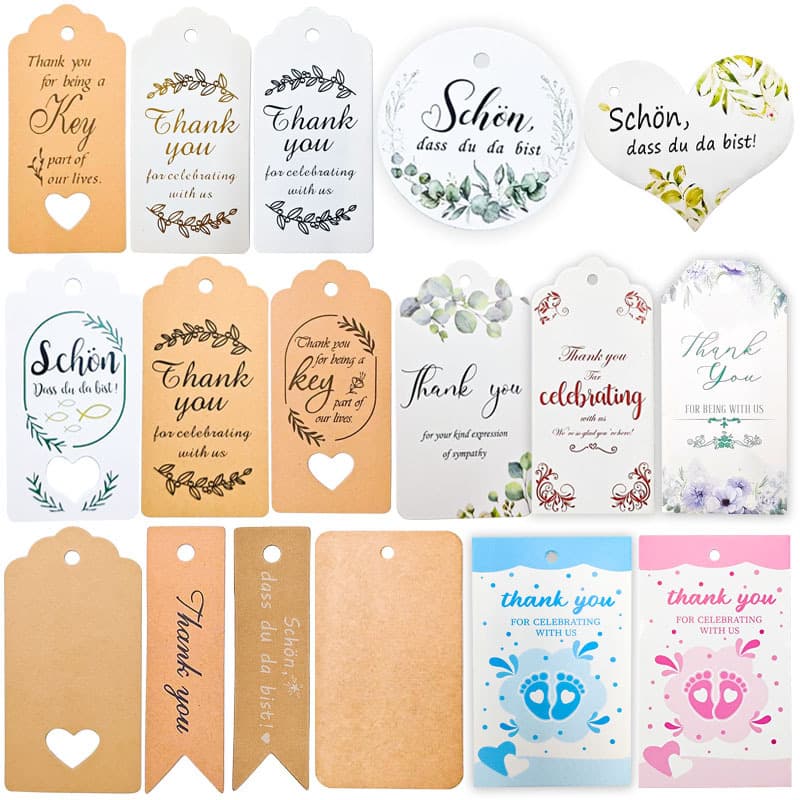 Cross-border Decorative Thank You Card Hanging Tag Kraft Hang Tag Holiday Greeting Gift Card