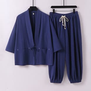 Tang Suit Cotton-Linen Set Chinese Style Men's Modified Hanfu Vintage Linen Tea Zen Clothing New Chinese Ethnic Wear
