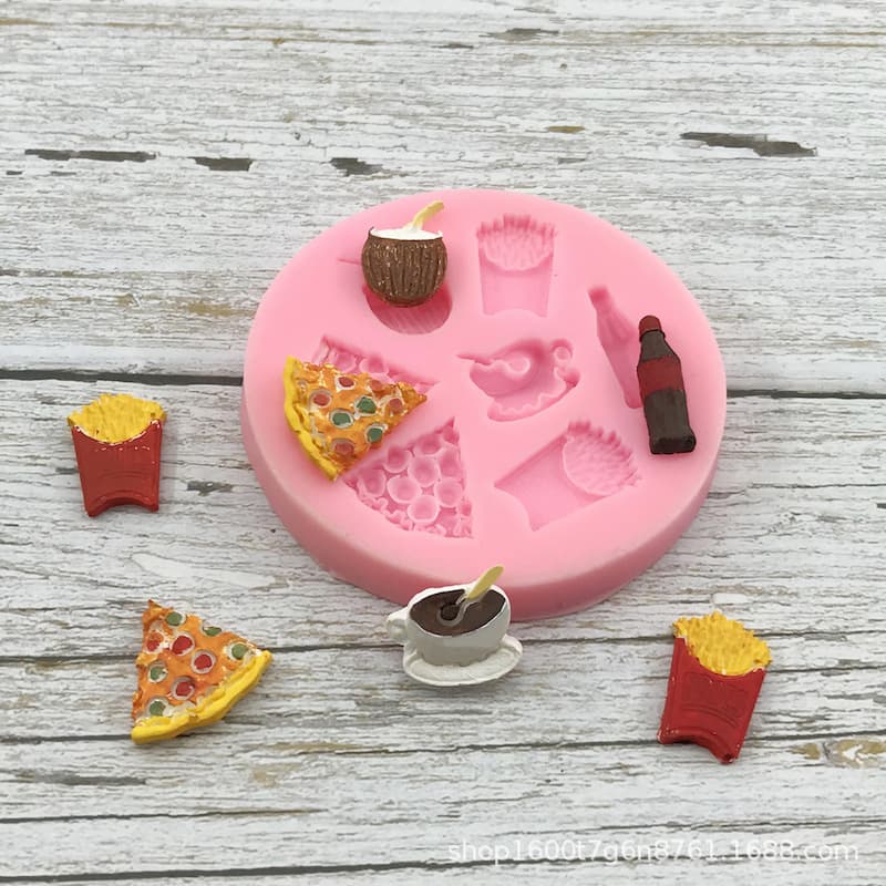 Factory Direct Sales Snack Beverage French Fries Pizza Cake Mold DIY Silicone Baking Tools Western Pastry Decoration Tools