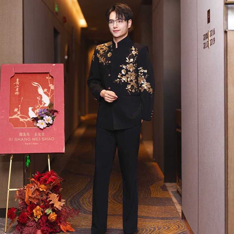 Jinyuer Authentic Premium New Chinese Style Groom Wedding 2026 New Men's Zhongshan Suit for Engagement and Bridal Pickup
