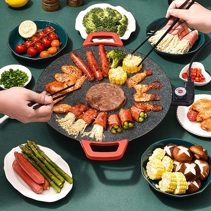 Korean multifunctional electric heating grill pan wheat rice light oil smoke barbecue stove student household non-stick barbecue plate manufacturer wholesale