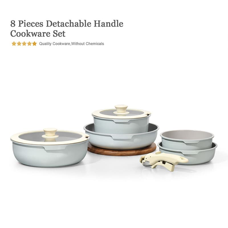 Factory Direct Light Blue Pot Set with Detachable Heat-Resistant Bakelite Handle for Middle East, Export Milk Pot, Multiple Sizes