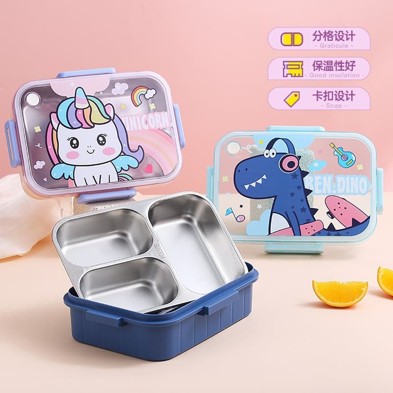 Children's cartoon 304 stainless steel insulated lunch box for students and office workers sealed compartments without odor insulated lunch box