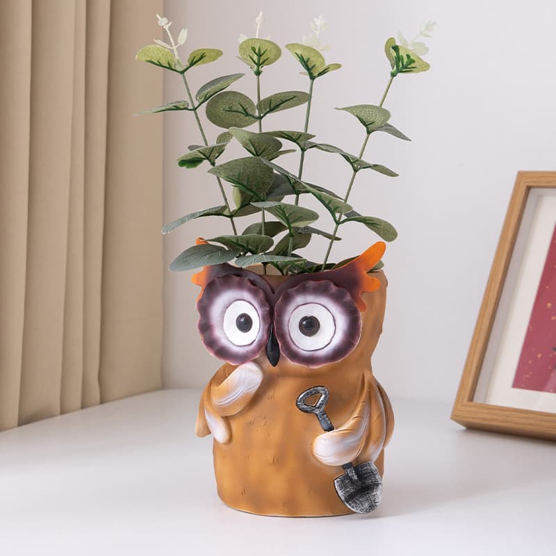 Cute Simulation Owl Shape Resin Creative Desktop Ornament Gardening Decorative Flower Pot Cross-border New Product