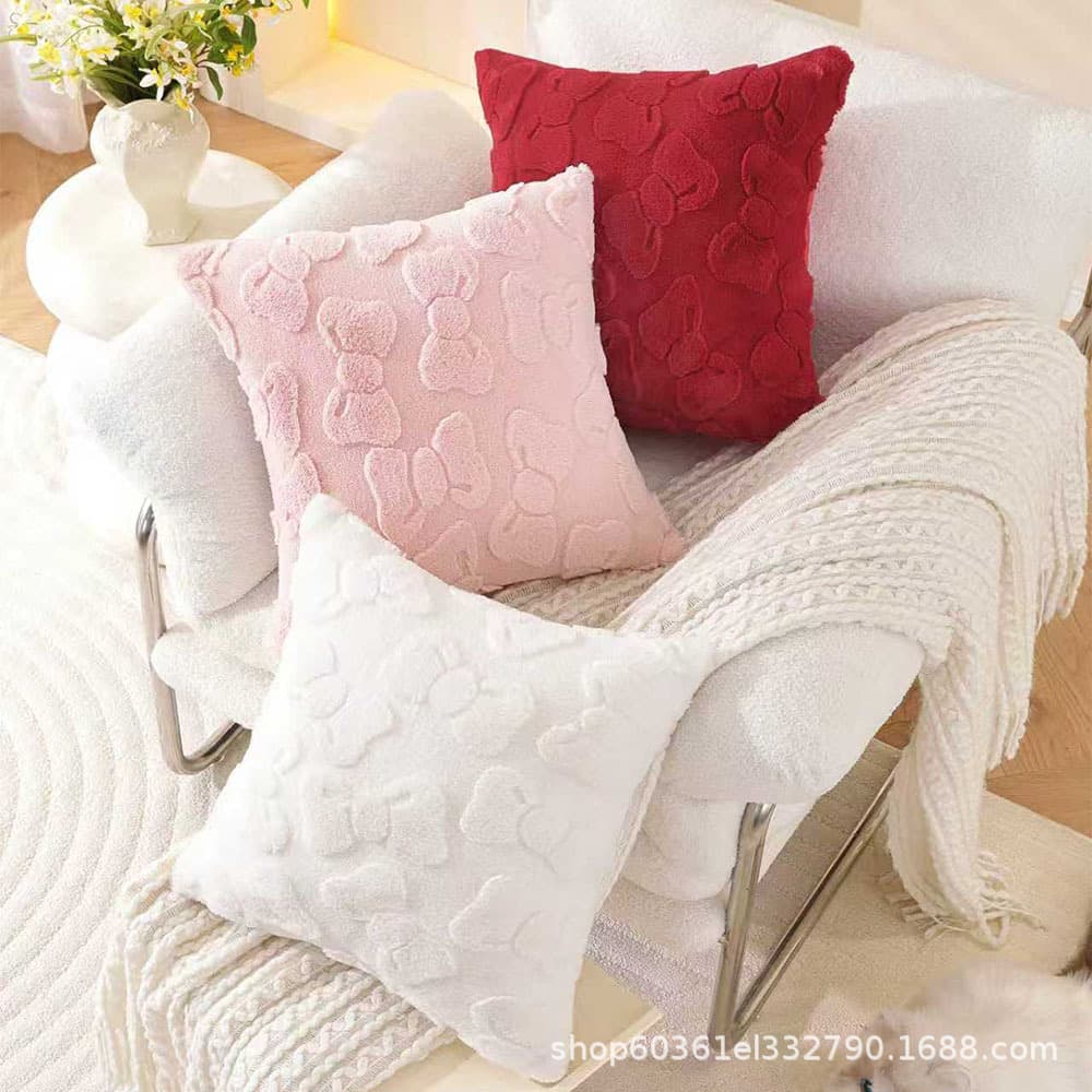 New Bowknot Pillow Cover Cushion Valentine's Day Decoration Sofa Living Room Cushion Cover Cross-border Amazon Hot Sale