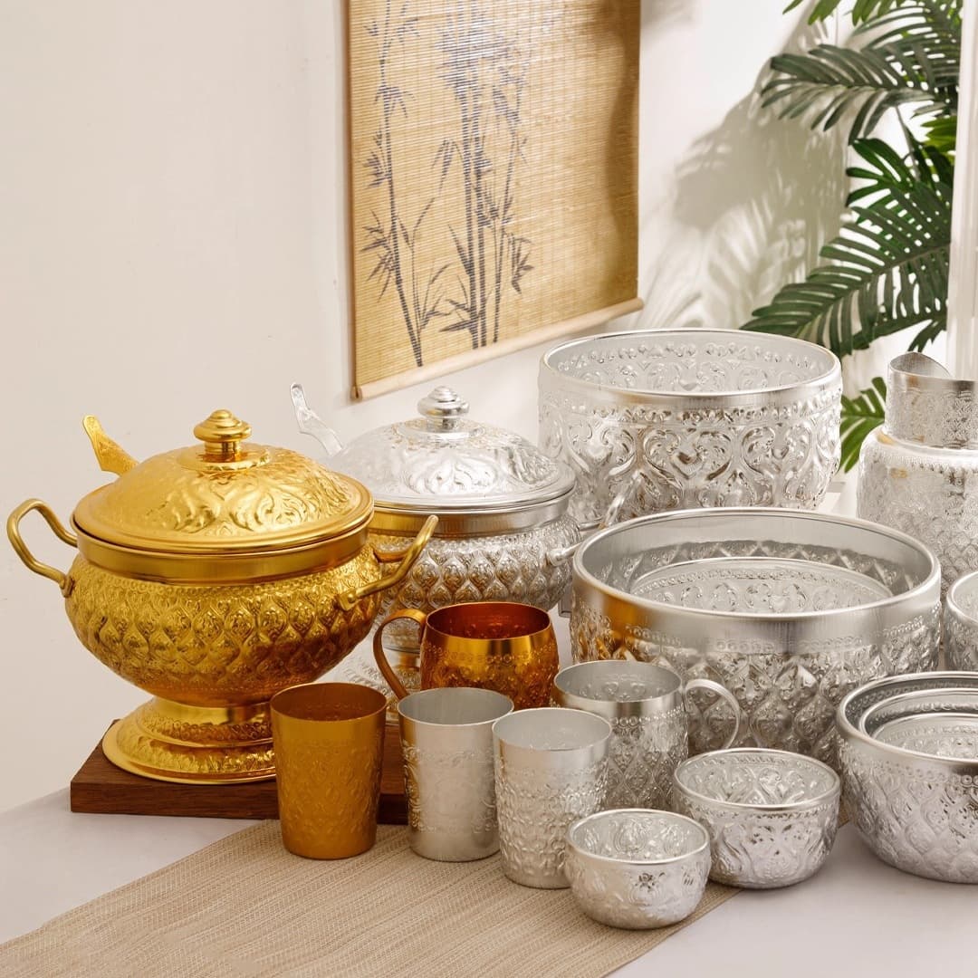 Thai imported tin bowl, Dai silver bowl, stainless steel bowl, Thai restaurant hotel club tableware, Pauluda dessert bowl
