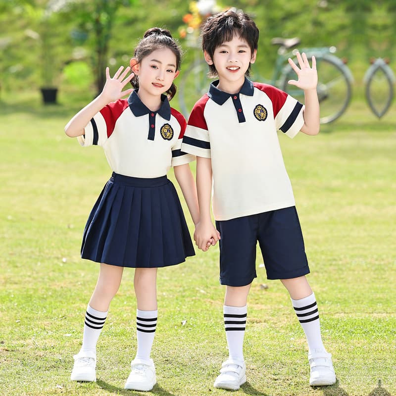 Kindergarten Pure Cotton Garden Clothing Primary School Students' Summer School Uniform Short-sleeved June 1 Performance Clothing Large Class Graduation Clothing Suit Class Clothing