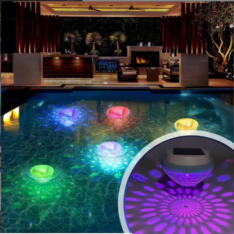 Solar water floating light fish pond insect trap light courtyard pond floating light floating landscape light colorful light changing lantern