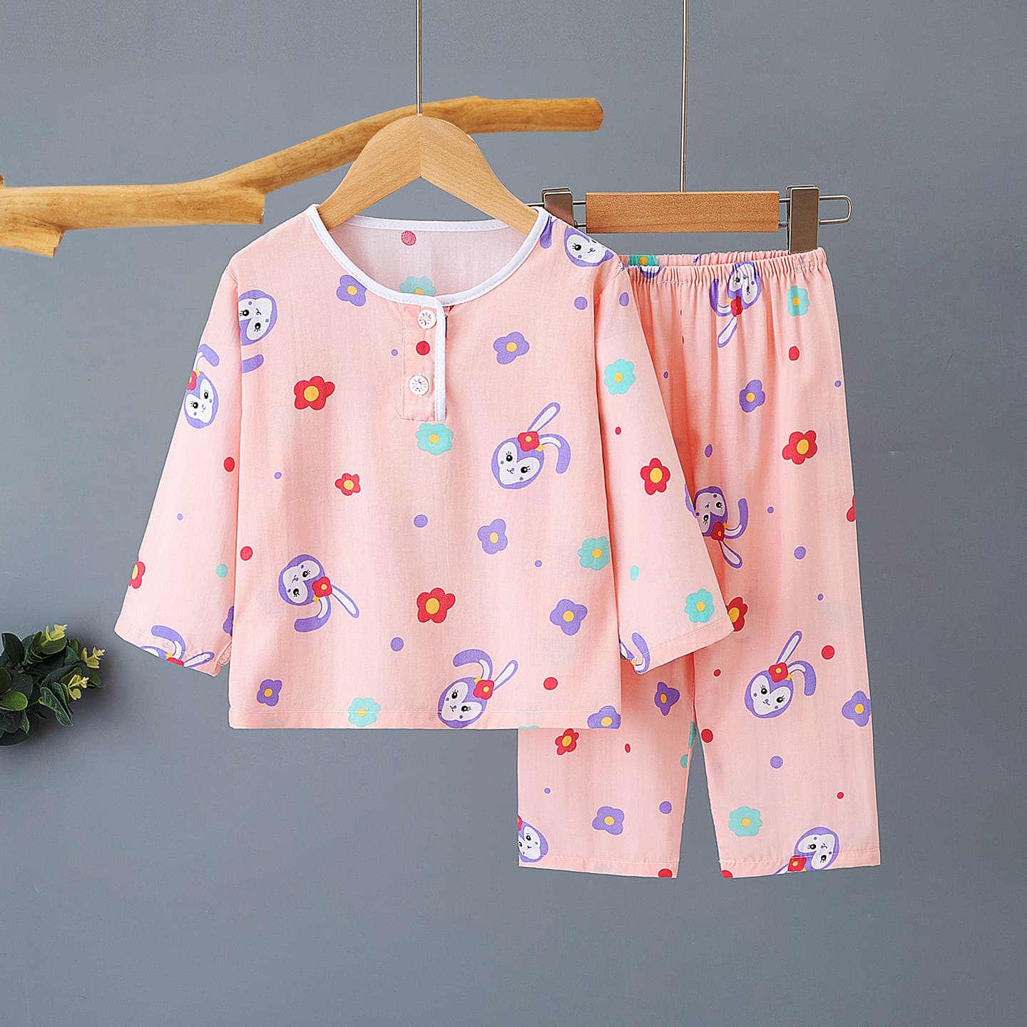 Summer Children's Cotton Silk Pajamas for Boys and Girls, Kids' Homewear Family Matching Set, Wear-Out Style