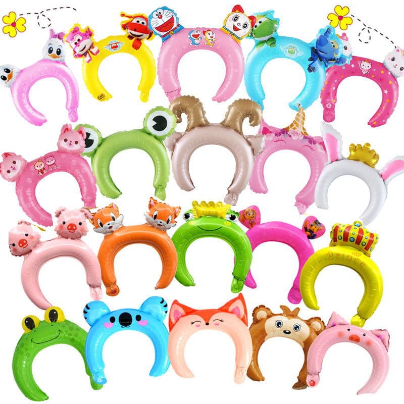Scan code small gift children's headband aluminum film balloon cartoon headdress balloon birthday children's day balloon wholesale