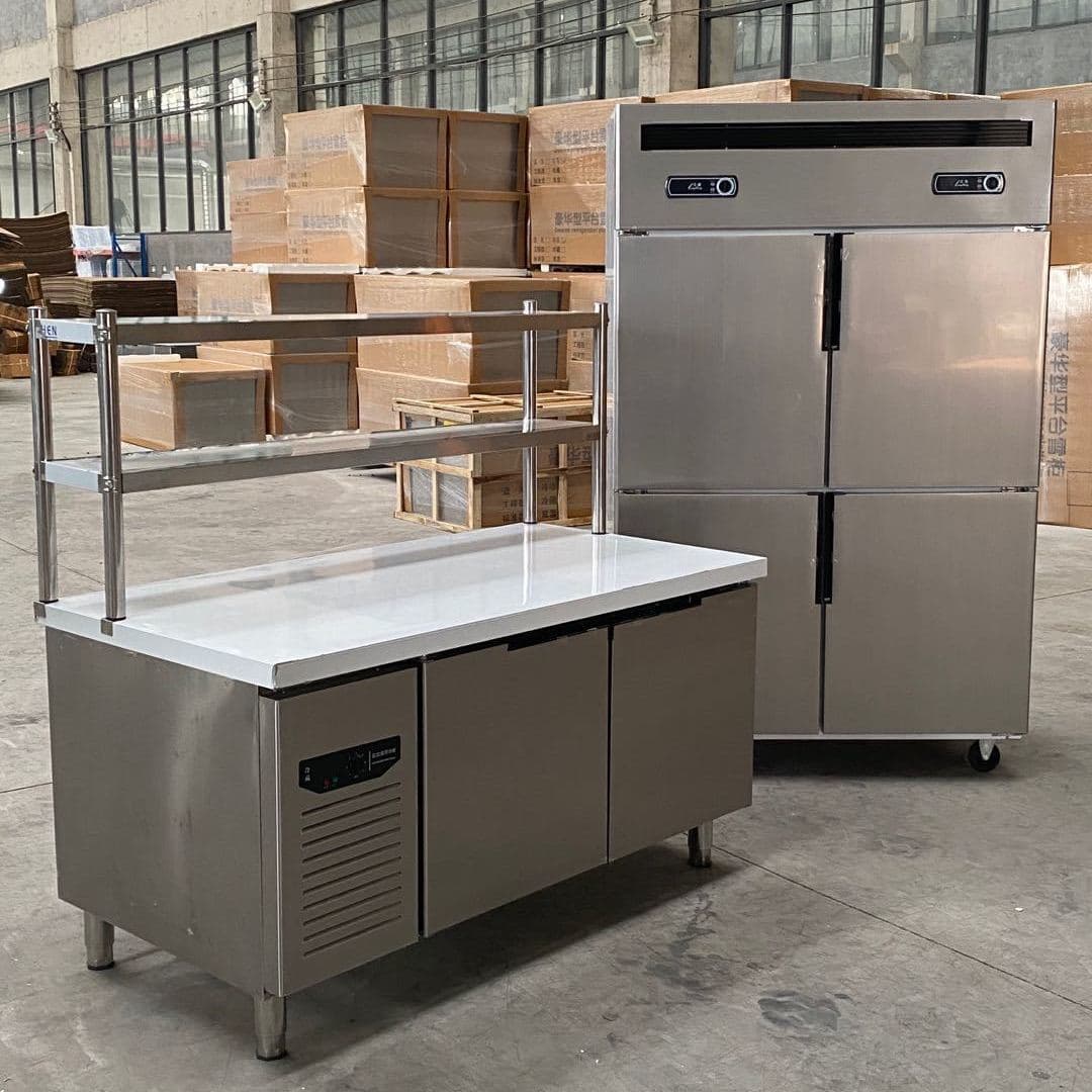 Refrigeration Workbench Kitchen Freezer Chopping Board Commercial Refrigerator Freezer Operation Table Dual-Temperature Cold Storage Cabinet